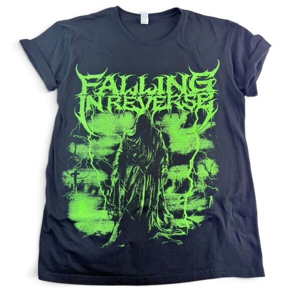 Unbranded Other - falling in reverse grim reaper graphic band t shirt black neon green size large